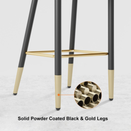 Modern Black Velvet Upholstered Bar Stool with Low Back & Footrest - thumbnail 8