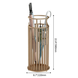 "220mm Dia Chic Golden ""Marble Pillar"" Style Umbrella Stand in Metal" - thumbnail 6
