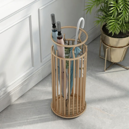 "220mm Dia Chic Golden ""Marble Pillar"" Style Umbrella Stand in Metal" - thumbnail 4