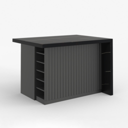 127 cm Large Black Kitchen Island with Storage Kitchen Cabinet Marble Veneered Top - thumbnail 9