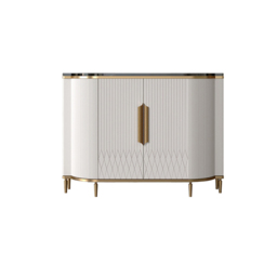 White Luxury 2-Door Sideboard Buffet Sintered Stone Top Modern Sideboard Cabinet in Gold - thumbnail 7