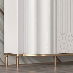 White Luxury 2-Door Sideboard Buffet Sintered Stone Top Modern Sideboard Cabinet in Gold - thumbnail 6