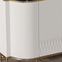 White Luxury 2-Door Sideboard Buffet Sintered Stone Top Modern Sideboard Cabinet in Gold - thumbnail 5