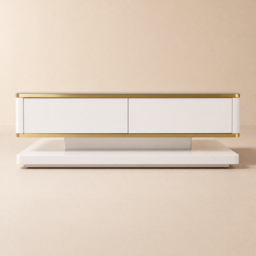 Gapn 1300mm White Rectangular Coffee Table with Storage 4 Drawers Tempered Glass Top - thumbnail 8