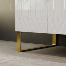 150 cm Bathroom Vanity Freestanding Cultured Marble Top with Double Sink Drawers & Doors White - thumbnail 8