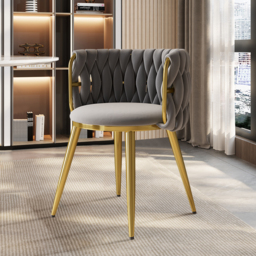 Sweave Nordic Light Gray 8-Piece Barrel Back Dining Chair Round Accent Velvet Upholstery - thumbnail 3