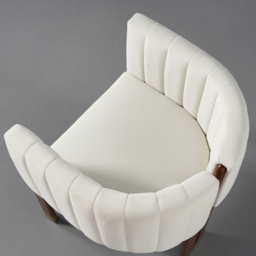 Modern Wood Accent Chair Beige Velvet Upholstered Arm Chair - thumbnail 9