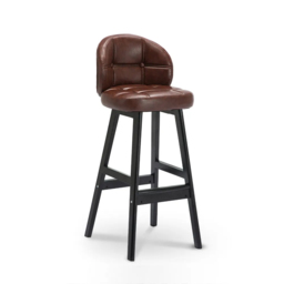 Brown Rustic Upholstered Rustic Bar Stools Set of 4 PU Leather Tufted Curved Back - thumbnail 5