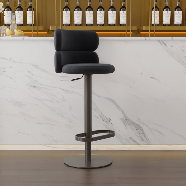 Modern Bar Stool Velvet Adjustable Height Swivel Black with Full Back Counter Stool - image 1