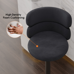 Modern Bar Stool Velvet Adjustable Height Swivel Black with Full Back Counter Stool - thumbnail 6