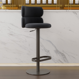 Modern Bar Stool Velvet Adjustable Height Swivel Black with Full Back Counter Stool - thumbnail 3