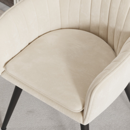 Modern Dining Chair Beige Velvet Upholstered Dining Chairs With Arms (Set of 6) - thumbnail 6