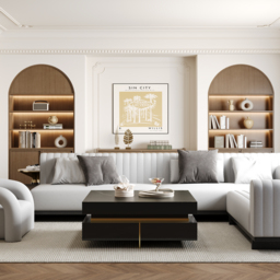 Black Modern Square Coffee Table with Drawers Sintered Stone Top & Metal Legs - thumbnail 7