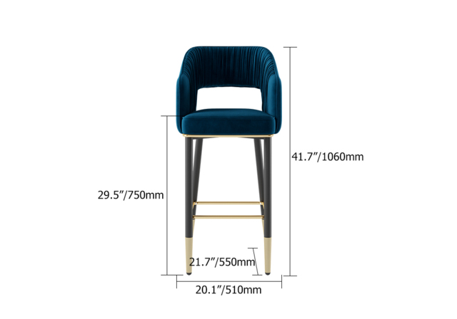 Modern Gray Velvet Upholstered Bar Stool with Low Back & Footrest 8-Pieces - image 1