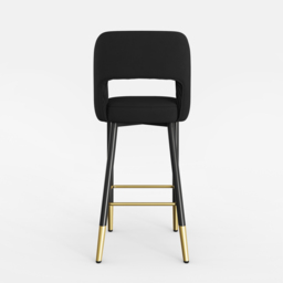 Modern Gray Velvet Upholstered Bar Stool with Low Back & Footrest 8-Pieces - thumbnail 3