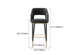 Modern Gray Velvet Upholstered Bar Stool with Low Back & Footrest 8-Pieces - thumbnail 2