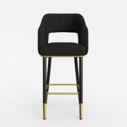 Modern Gray Velvet Upholstered Bar Stool with Low Back & Footrest 8-Pieces - thumbnail 4