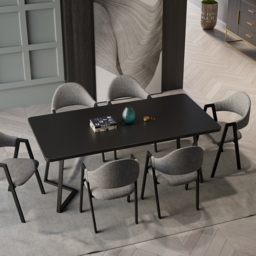 Set of 2 Linen Dining Chair Upholstered Curved Back Modern Gray Dining Room Chairs - thumbnail 3