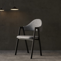 Set of 2 Linen Dining Chair Upholstered Curved Back Modern Gray Dining Room Chairs - thumbnail 8