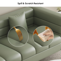 Axial 200 cm Faux Leather Fluted Sofa with Gold Legs & Pillows - thumbnail 8