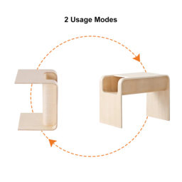 Oak Wood C-Style End Table with Magazine Rack Organizer C Side Table in Natural - thumbnail 4