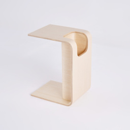 Oak Wood C-Style End Table with Magazine Rack Organizer C Side Table in Natural - thumbnail 9