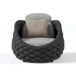 Cocaro Garden Aluminium & Rope Weave Swivel Lounge Chair in Dark Grey - thumbnail 6