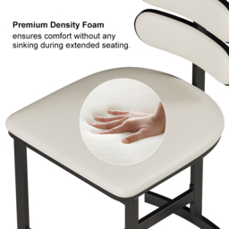 Dining Chairs Set of 2 Faux Leather Modern Warm White Dining Room Chairs with Back Side - thumbnail 4
