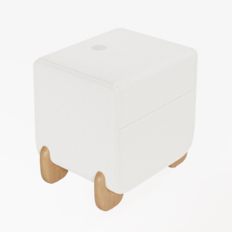 Curva Smart Boucle Nightstand with Wood Legs 2-Drawer Bedside Table in White Set of 2 - thumbnail 8