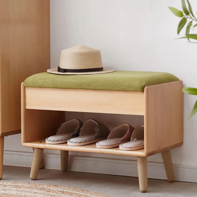 600mm Modern Upholstered Green Shoe Rack Flip-Top Entryway Bench