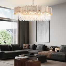 Tierizo Modern 16-Light Tiered Crystal Chandelier with Adjustable Chain in Gold - thumbnail 2
