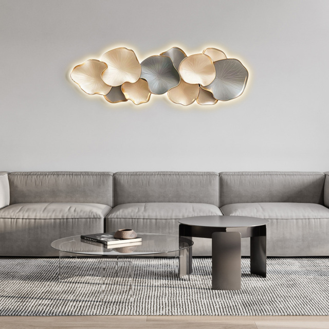 Modern Wall Art LED Wall Decor with Unique Textured Design in Off White & Gray - image 1