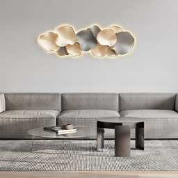 Modern Wall Art LED Wall Decor with Unique Textured Design in Off White & Gray
