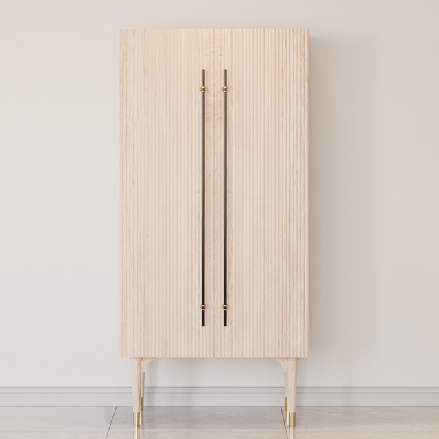 Fluted Washed White Armoire Wardrobe Closet Clothing Organizer Cabinet with 2 Doors & 2 Drawers