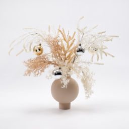 Christmas Rime White Artificial Flower in Vase with Decorative Balls Centerpiece Fake Flower Decor - thumbnail 8