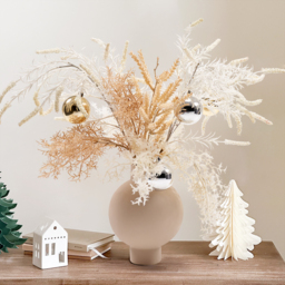 Christmas Rime White Artificial Flower in Vase with Decorative Balls Centerpiece Fake Flower Decor - thumbnail 5