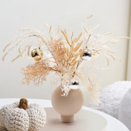 Christmas Rime White Artificial Flower in Vase with Decorative Balls Centerpiece Fake Flower Decor - thumbnail 6