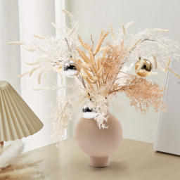 Christmas Rime White Artificial Flower in Vase with Decorative Balls Centerpiece Fake Flower Decor - thumbnail 7