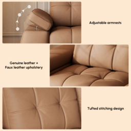 "95"" 2-Seater Genuine Leather Power Convertible Sleeper Sofa with Adjustable Armrests" - thumbnail 9
