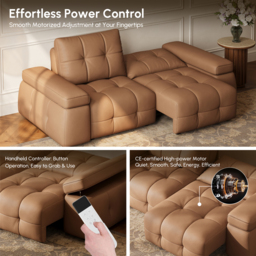 "95"" 2-Seater Genuine Leather Power Convertible Sleeper Sofa with Adjustable Armrests" - thumbnail 7