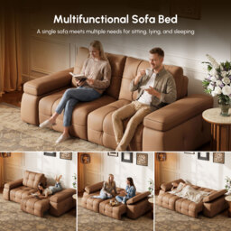 "95"" 2-Seater Genuine Leather Power Convertible Sleeper Sofa with Adjustable Armrests" - thumbnail 8