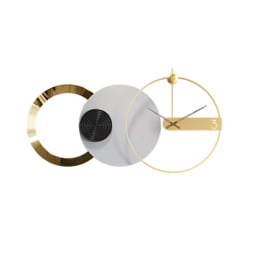 840mm x 450mm Large Round Grey & Gold Wall Clock with Wood Pointer Modern Home Decor Art - thumbnail 8