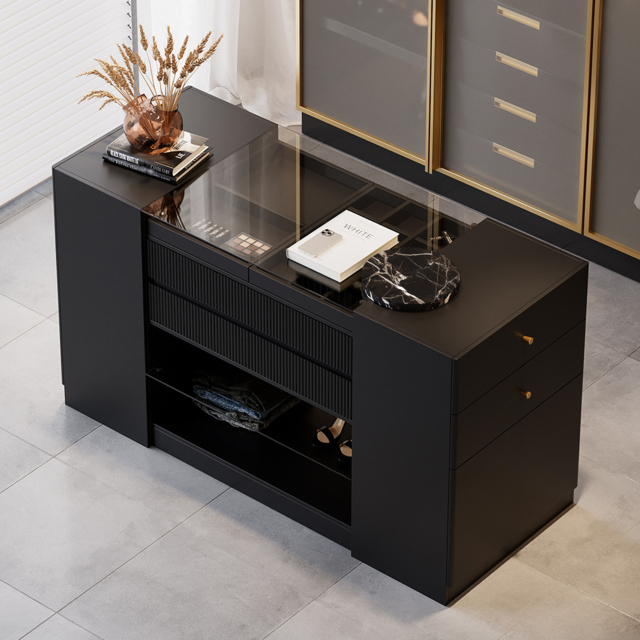 150 cm W Modern Black Dresser with Doors & Drawers Walk in Closet Island Jewellery Storage - image 1