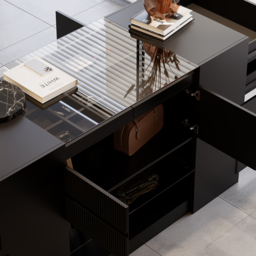 150 cm W Modern Black Dresser with Doors & Drawers Walk in Closet Island Jewellery Storage - thumbnail 7