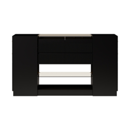 150 cm W Modern Black Dresser with Doors & Drawers Walk in Closet Island Jewellery Storage - thumbnail 8