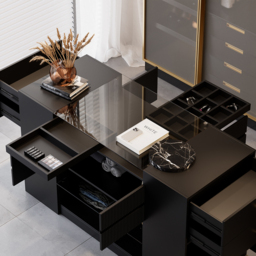 150 cm W Modern Black Dresser with Doors & Drawers Walk in Closet Island Jewellery Storage - thumbnail 6