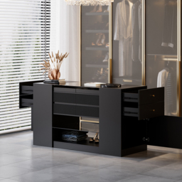 150 cm W Modern Black Dresser with Doors & Drawers Walk in Closet Island Jewellery Storage - thumbnail 4