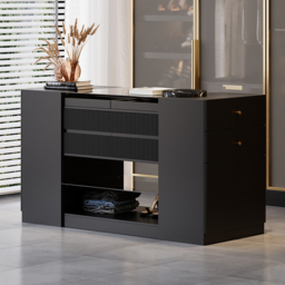 150 cm W Modern Black Dresser with Doors & Drawers Walk in Closet Island Jewellery Storage - thumbnail 3