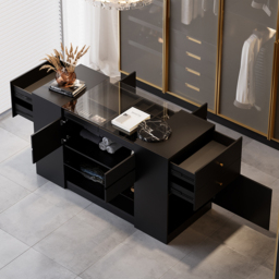 150 cm W Modern Black Dresser with Doors & Drawers Walk in Closet Island Jewellery Storage - thumbnail 5