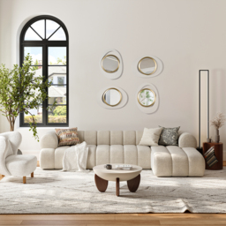 Modern 4-Piece 600mm Large White & Gold Abstract Geometry Wall Mirror Decor Living Room - thumbnail 3
